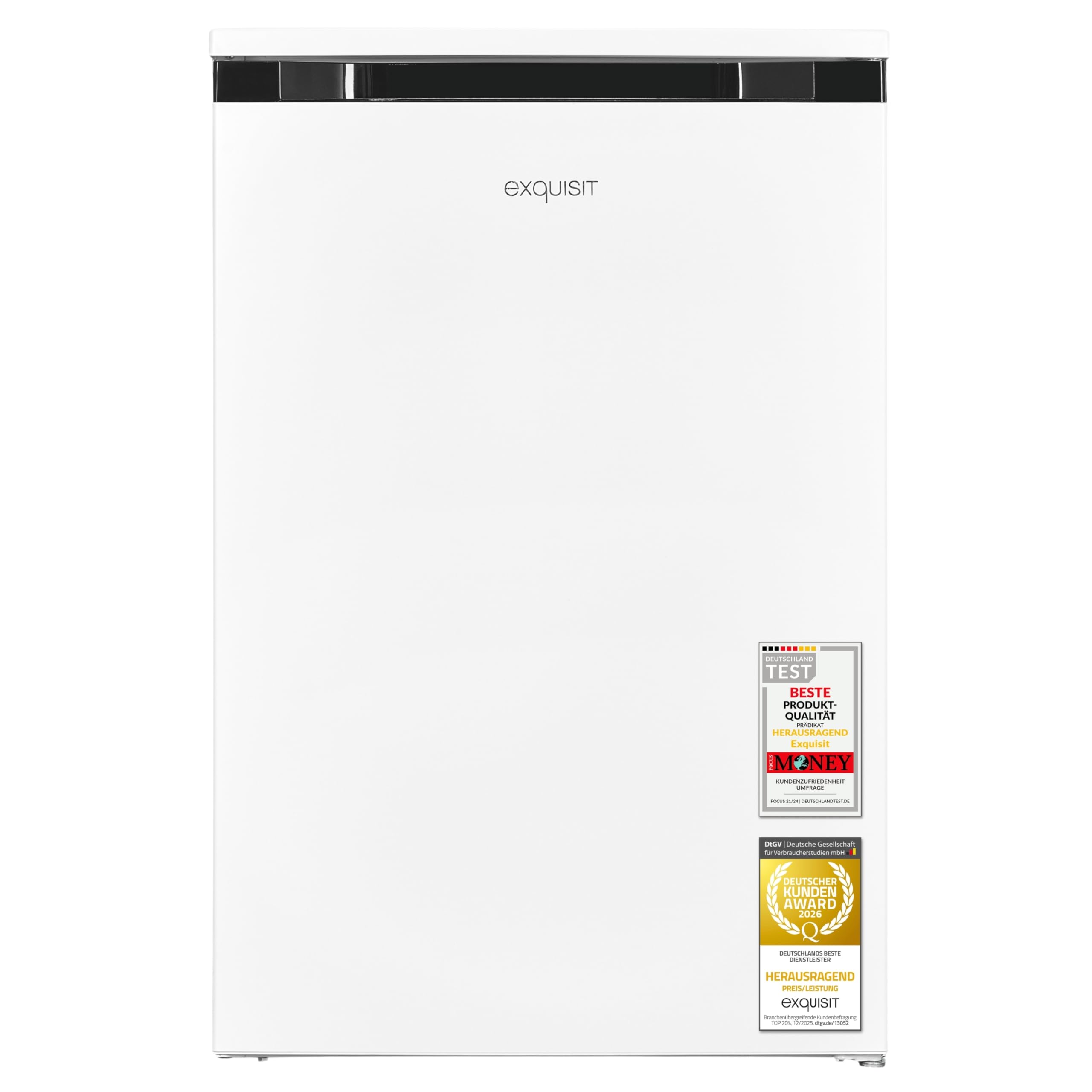 Exquisit Gefrierschrank | 85 l Nutzinhalt, 4 Sterne Gefrierfach -18°C, 39 dB, Energieklasse C | manuelle Temperaturregelung, 2 Gefrierschubladen, Klappe, wechselbarer Türanschlag | GS581-051C weiss