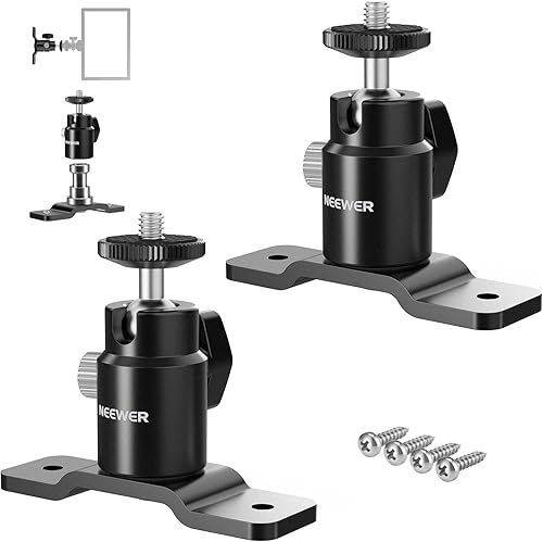 NEEWER TS008 - Paquete de 2 soportes de pared tipo T, soporte de montaje en pared con cabezal de bola desmontable, perno de 58 pulgadas, tornillo de