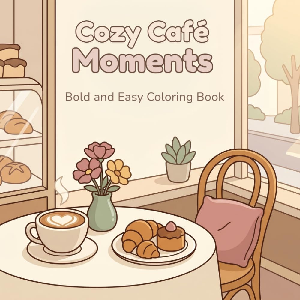 Cozy Café Moments: Bold and Easy Coloring Book for Sweet Little Escapes