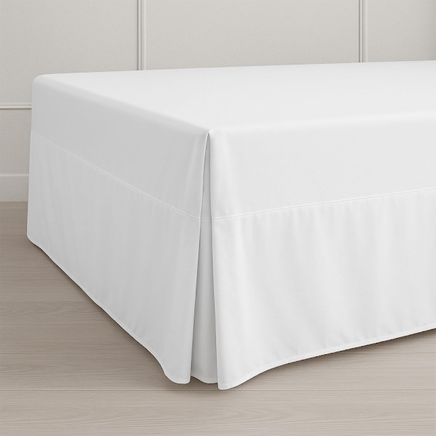 Queen-XL Bed Skirt, 21-Inch Drop with Split Corners, Tailored Pleated Design, Wrinkle-Free Microfiber, Easy Fit for Box Spring or Bed Frame, White