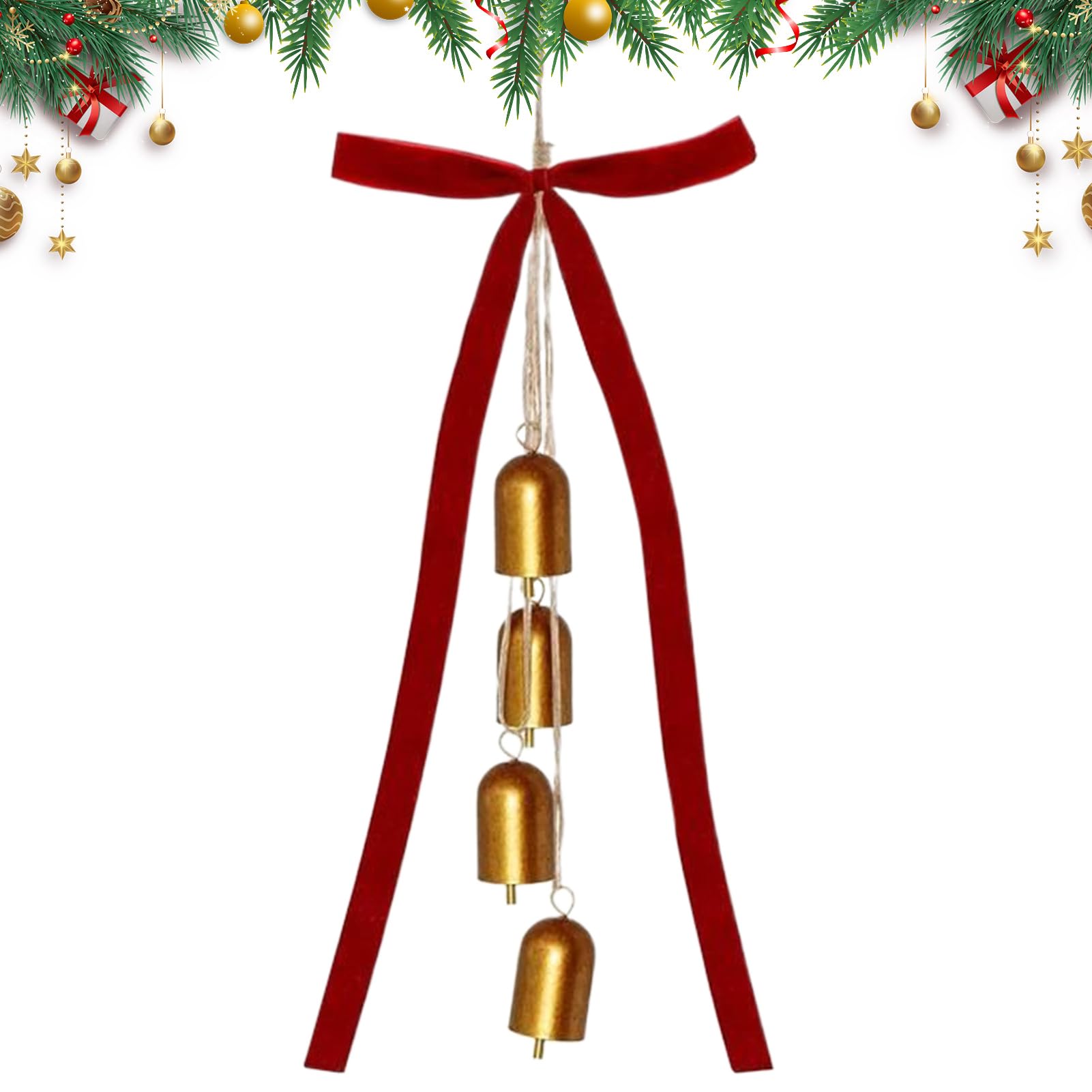 Decoraciones de Navidad con campanas grandes para el árbol y la puerta de casa