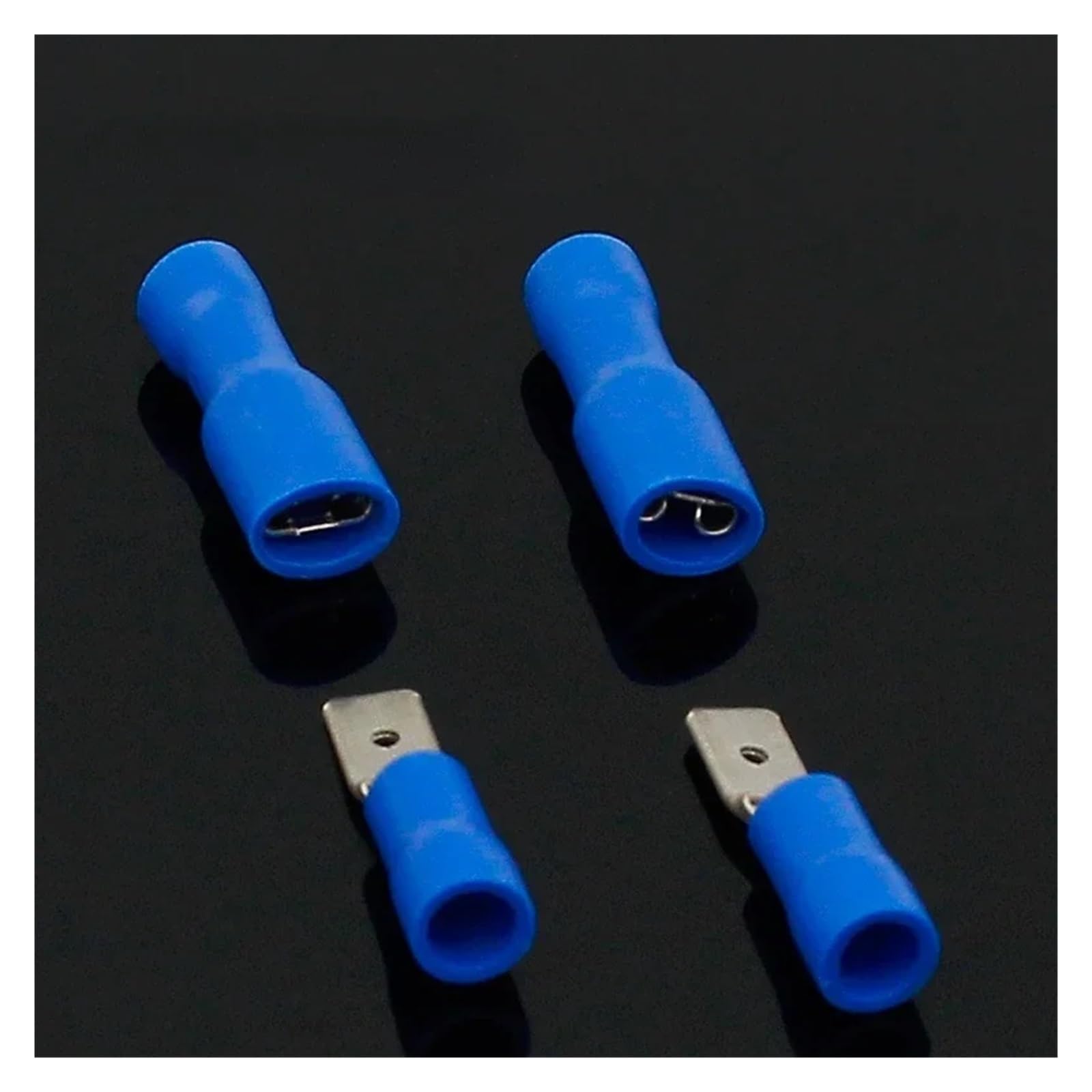 BYLSAGWHT 50pcs, 4.8mm Female Male Electrical & Wiring Connector Insulated Crimp Terminal Spade Blue