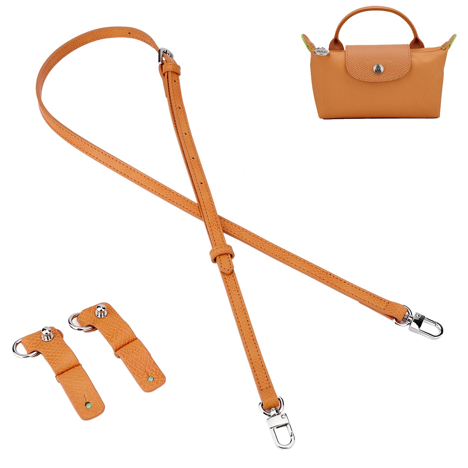 Gastinsave Women's Carrot Orange Purse Straps Replacement, Leather Handbag Crossbody Shoulder Strap Adjustable For Longchamp Bag (Carrot Orange)