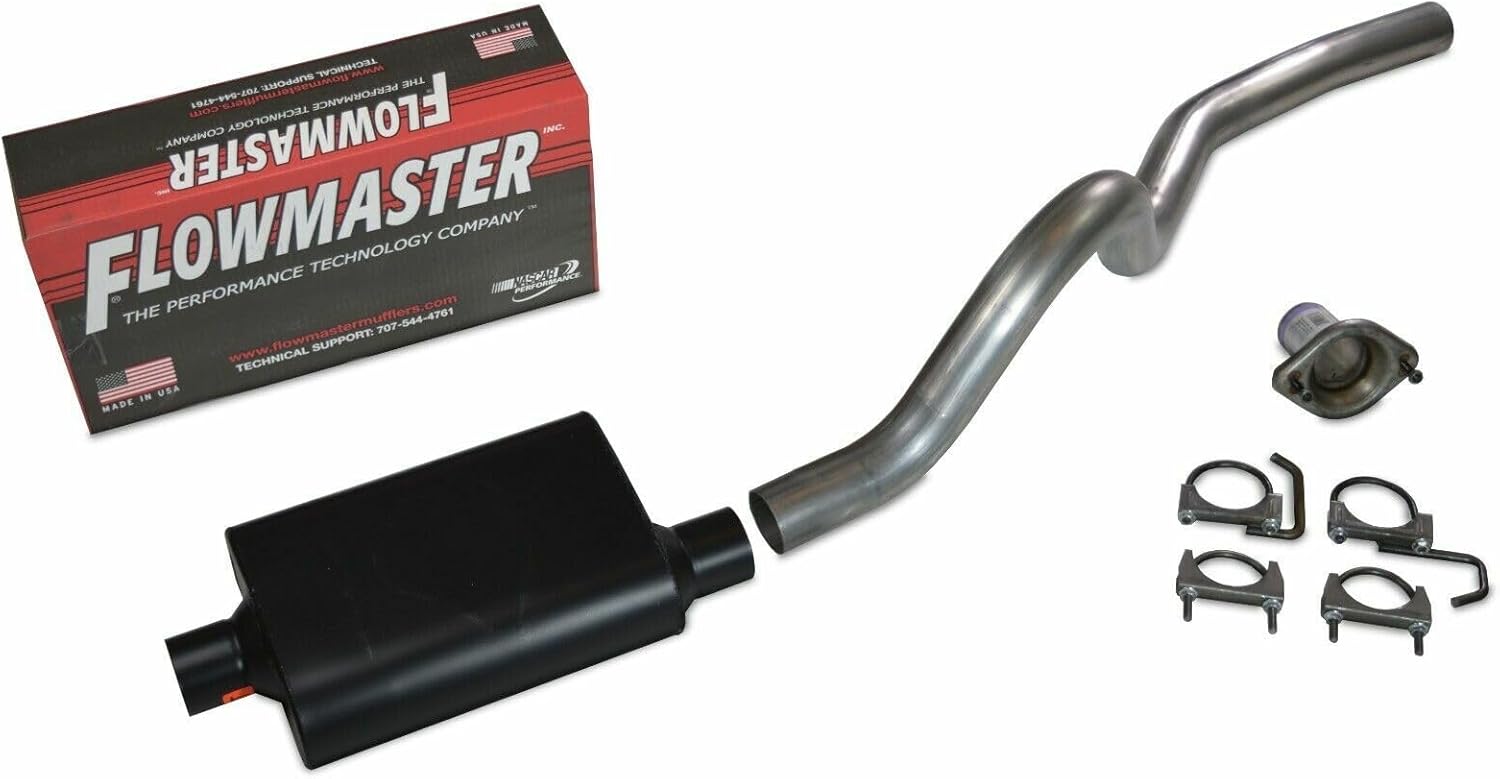 Truck Exhaust Kits 2.5" Aluminized Single Exhaust Kit with Flowmaster Super 44 Muffler Fits Wrangler TJ 97-06