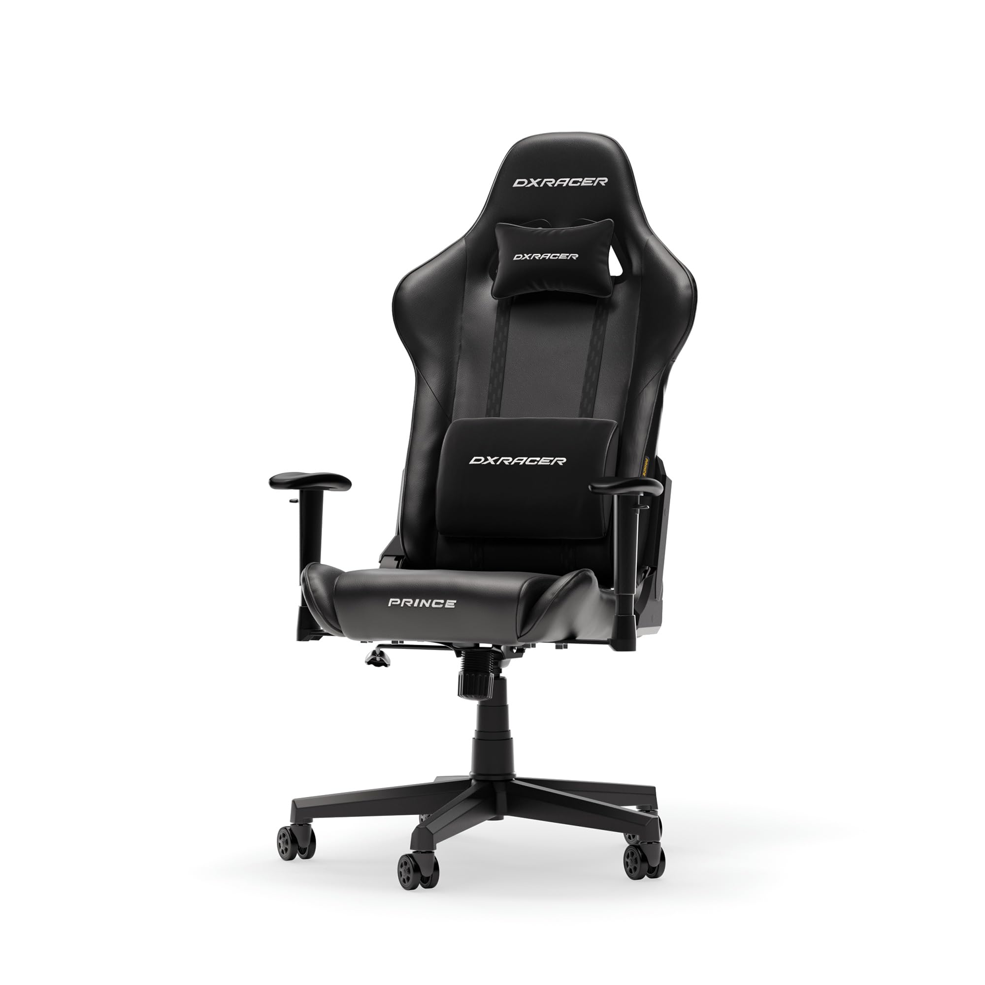DXRacer Prince L Schwarz PVC Leder das Orginal Gaming Stuhl, Schreibtischstuhl, Bürostuhle, Office Chair, Drehstuhl für PC Gamer