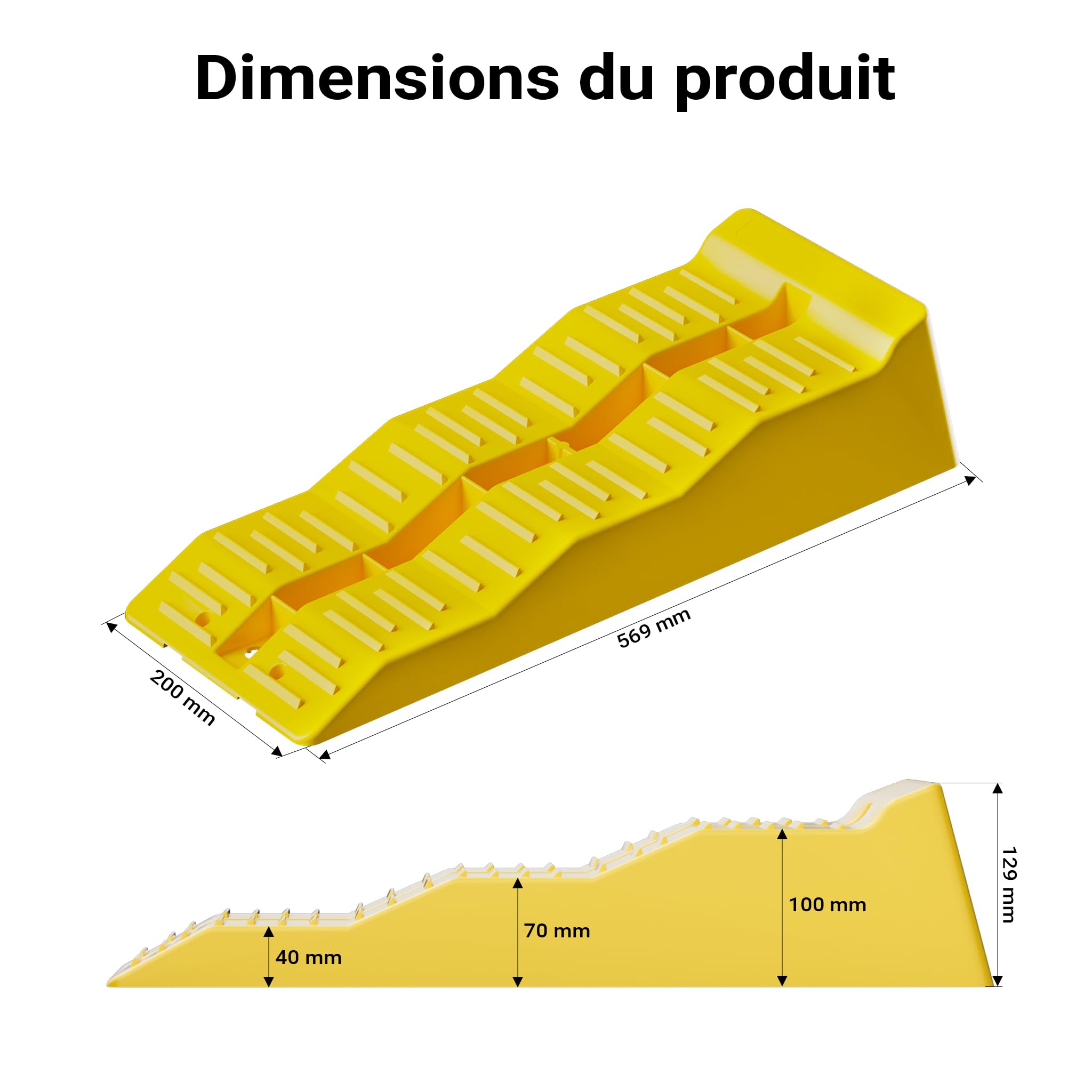 WilTec Cales de Niveau en Lot de 2 avec 3 Niveaux de Hauteur 40/70/100 mm, Cales de Roue d’Une capacité de Charge Max. de 3 t, Cales de Compensation pour Camping-Car