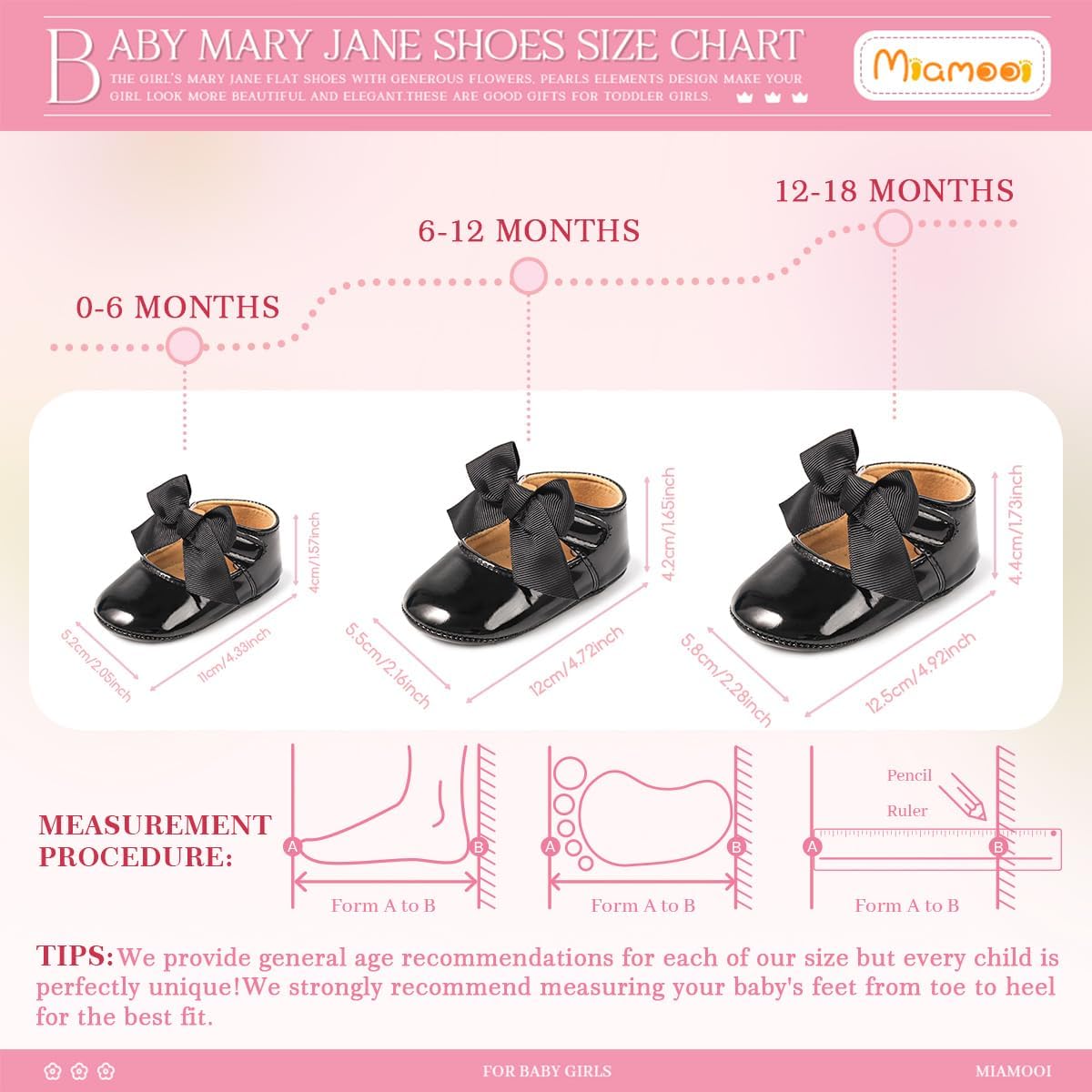Miamooi Infant Baby Girls Wedding Dress Shoes Bow Ballet Princess Mary Jane Flats Toddler First Walkers Sneaker Newborn Crib Baptism Shoes - Image 6