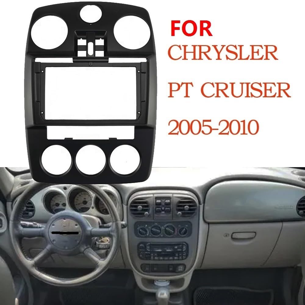 Montaje Autoradio Marco Adaptador de Marco para Sistema Audio Coche 2 DIN Compatible con Chrysler PT Cruiser 2005-2010 Pantalla Grande 9"