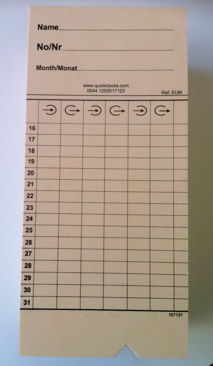 Cartellini da timbrare per l’orario di lavoro (500 pezzi)