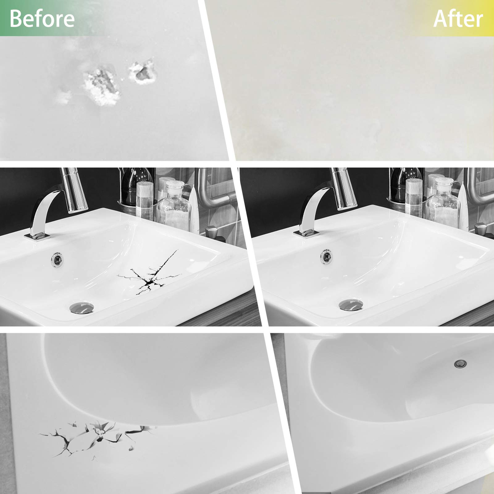 Tub, Tile, Porcelain and Shower Fiberglass Repair Kit for White Tubs, 3