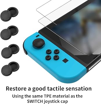 8 PCS Black Silicone Joystick Thumb Stick Caps Replacement Button Covers | Comfortable rubber texture; effortless slip-on attachment; enhanced gaming precision for Nintendo Switch Joycon