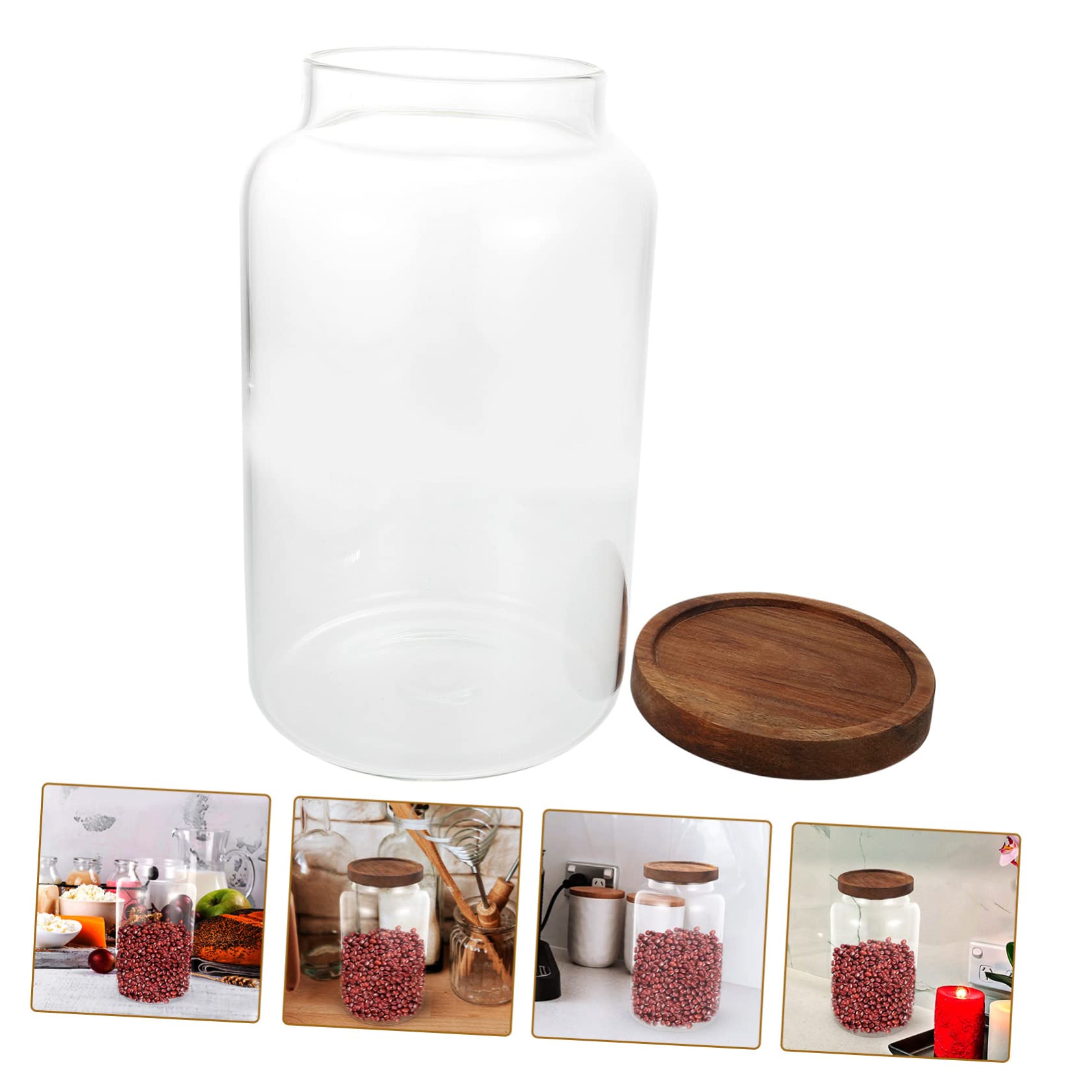 Ciieeo Küchen Vorratsglas Aus Hochwertigem Glas Mit Luftdichtem Holzdeckel Transparentes Vorratsgefäß Für Tee Getreide Und Lebensmittelaufbewahrung Stabiles Aufbewahrungsglas Für Haushalt