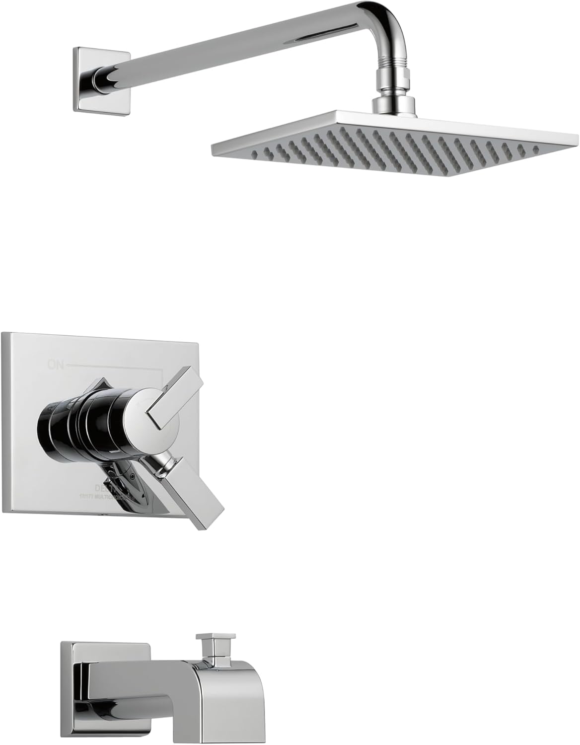 Delta Faucet Vero 17 Series Dual-Function Tub and Shower Trim Kit with Single-Spray Touch-Clean Rain Shower Head, Chrome, 2.0 GPM Water Flow, T17453-WE (Valve Not Included)