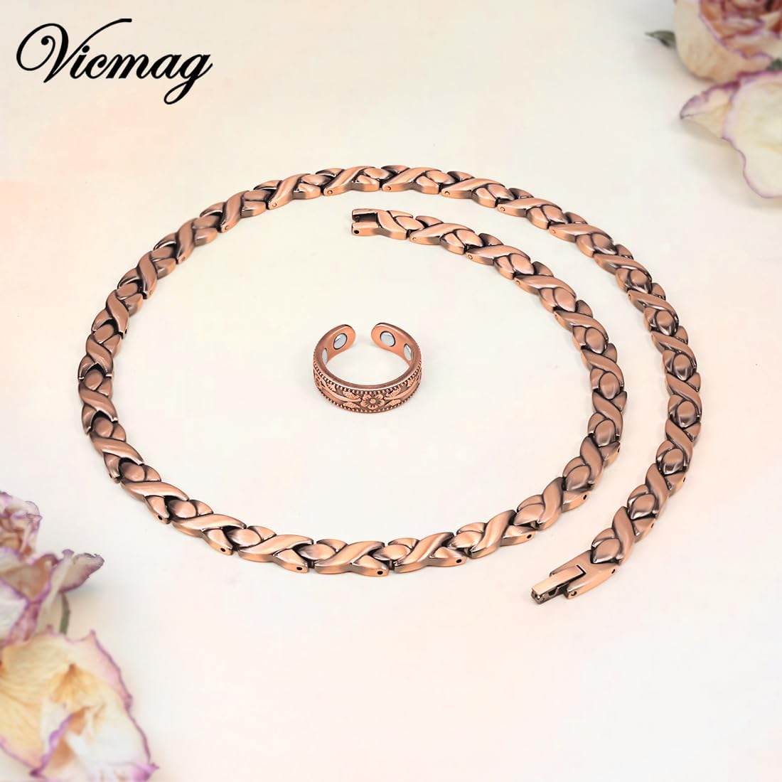 Vicmag Copper Magnetic Necklace for Women Men - Ultra Strength Magnets-99.9% Solid Pure Copper Ring Necklace for Neck Gift - Image 9