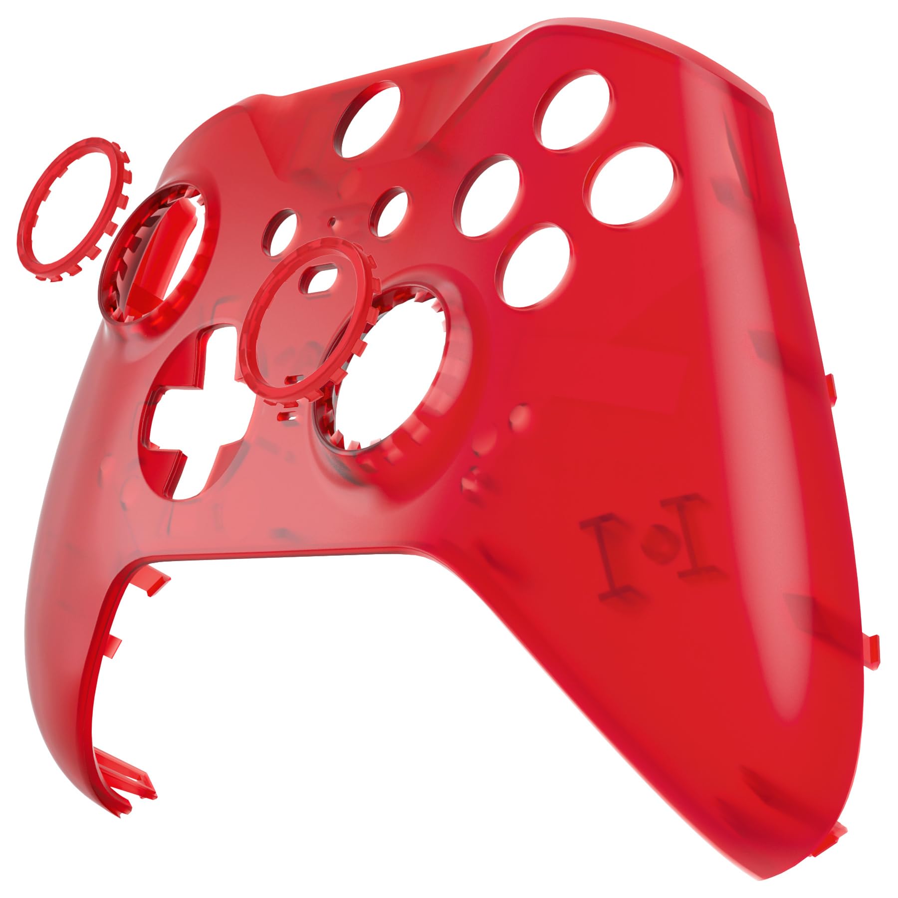 eXtremeRate Clear Red Replacement Faceplate Cover for Xbox One Elite Controller Series 2 (Model 1797), Custom DIY Front Housing Shell Case & Accent Rings for Xbox Elite Series 2 Core Controller - 5
