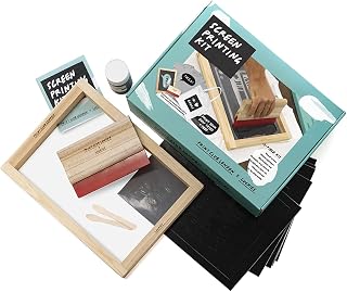 Luckies of London | Screen Printing Kit | Screen Print Supplies | Beginners Screen Printing Frame for T Shirt Printing | Arts and Crafts Gifts for Artists | Screen Printing Squeegee, Stencils & Ink