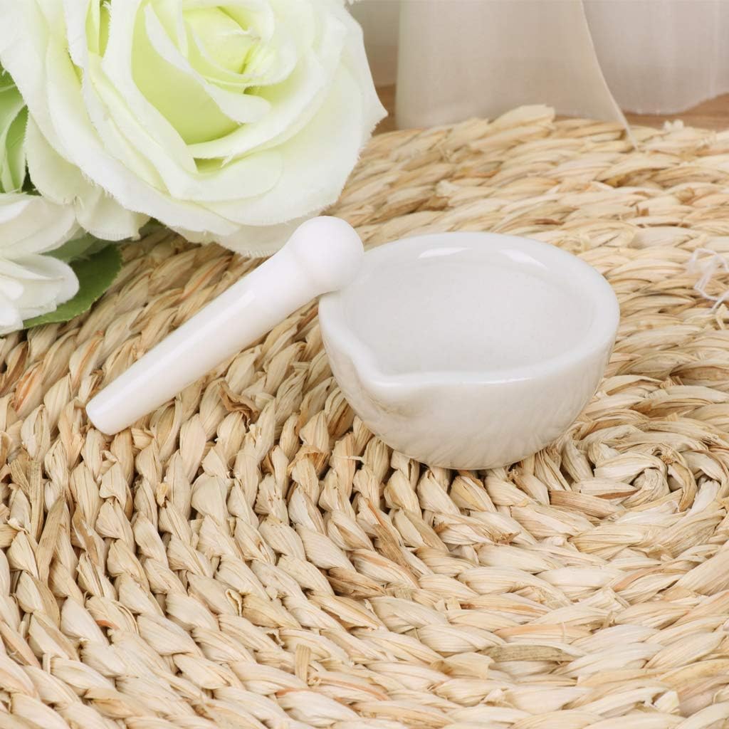 angwang Mortar Pestle,Porcelain Mortar and Pestle Spice Herb Grinder Mixing Grinding Bowl Crusher Set