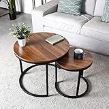 Couchtische, rund, Wohnzimmer, mit Holzakzenten und robustem Metallrahmen, einfache Montage