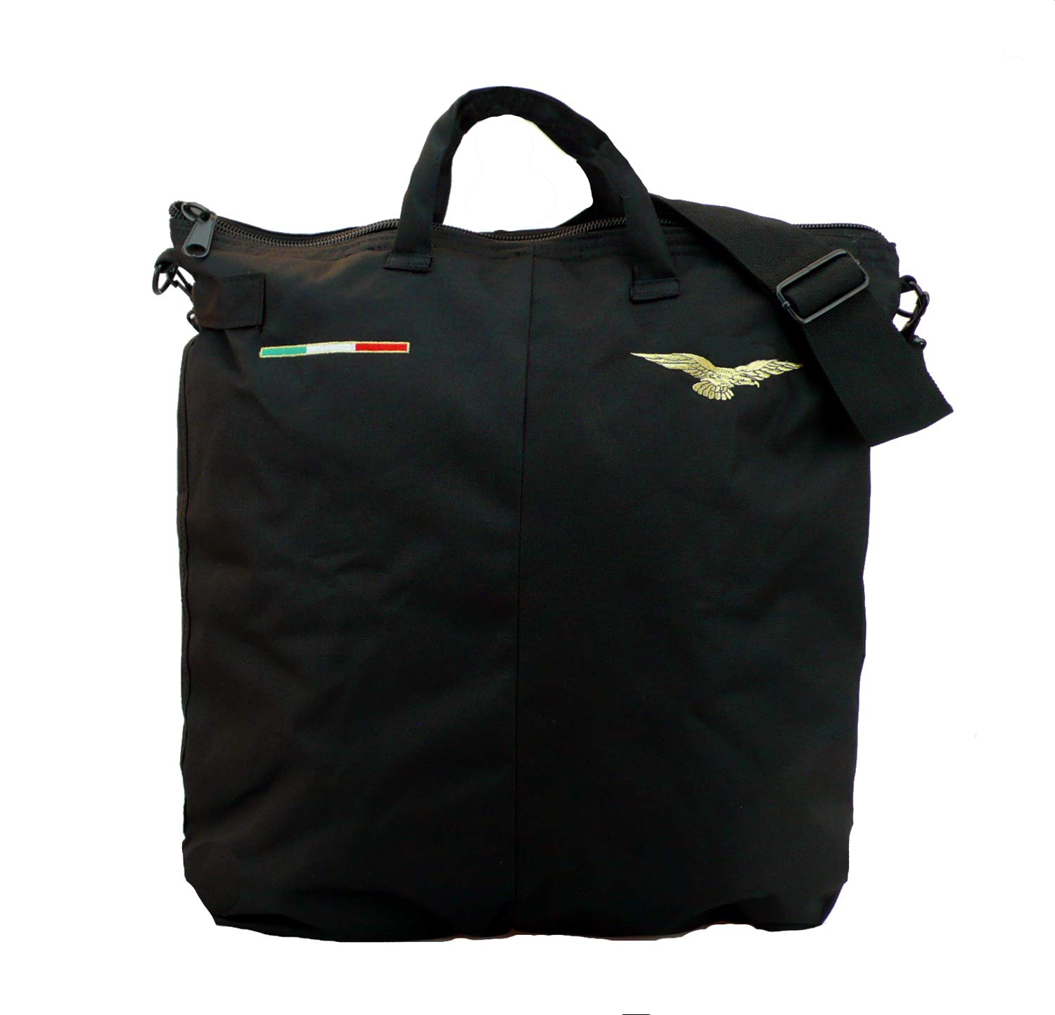 Borsa portacasco Nera da Volo Ricamata con Aquila Pilota Civile con Portachiavi Follow Me