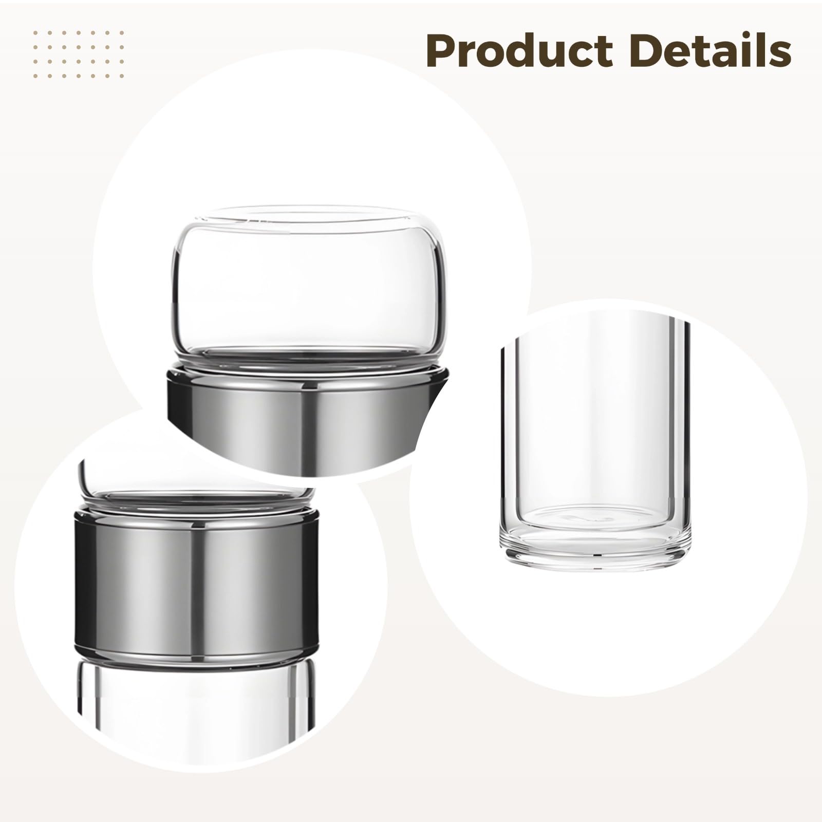 Teeflasche mit Sieb, Doppelwand-Glas-Reisebecher, hitzebeständiger Tee- und Wasserbecher, Glasbecher mit Teesieb für losen Tee, für Zuhause und Büro, silber, 16,9 oz