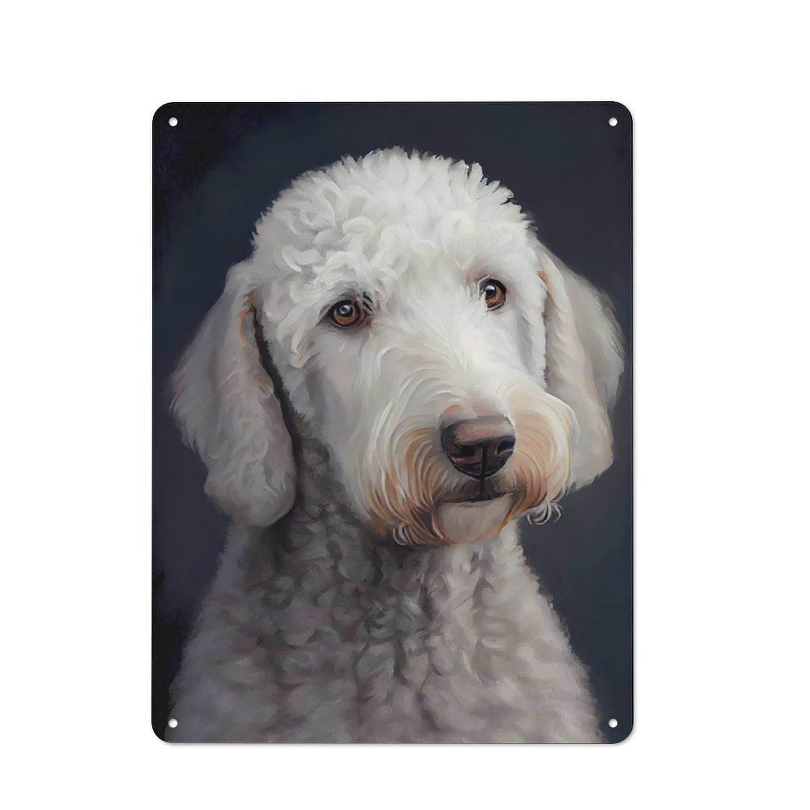 Metal Wall Art Sign with Bedlington Terrier Design 40x30cm, Modern Retro Urban Room Decor for Workspace, Cafe, Hallway Or Garage