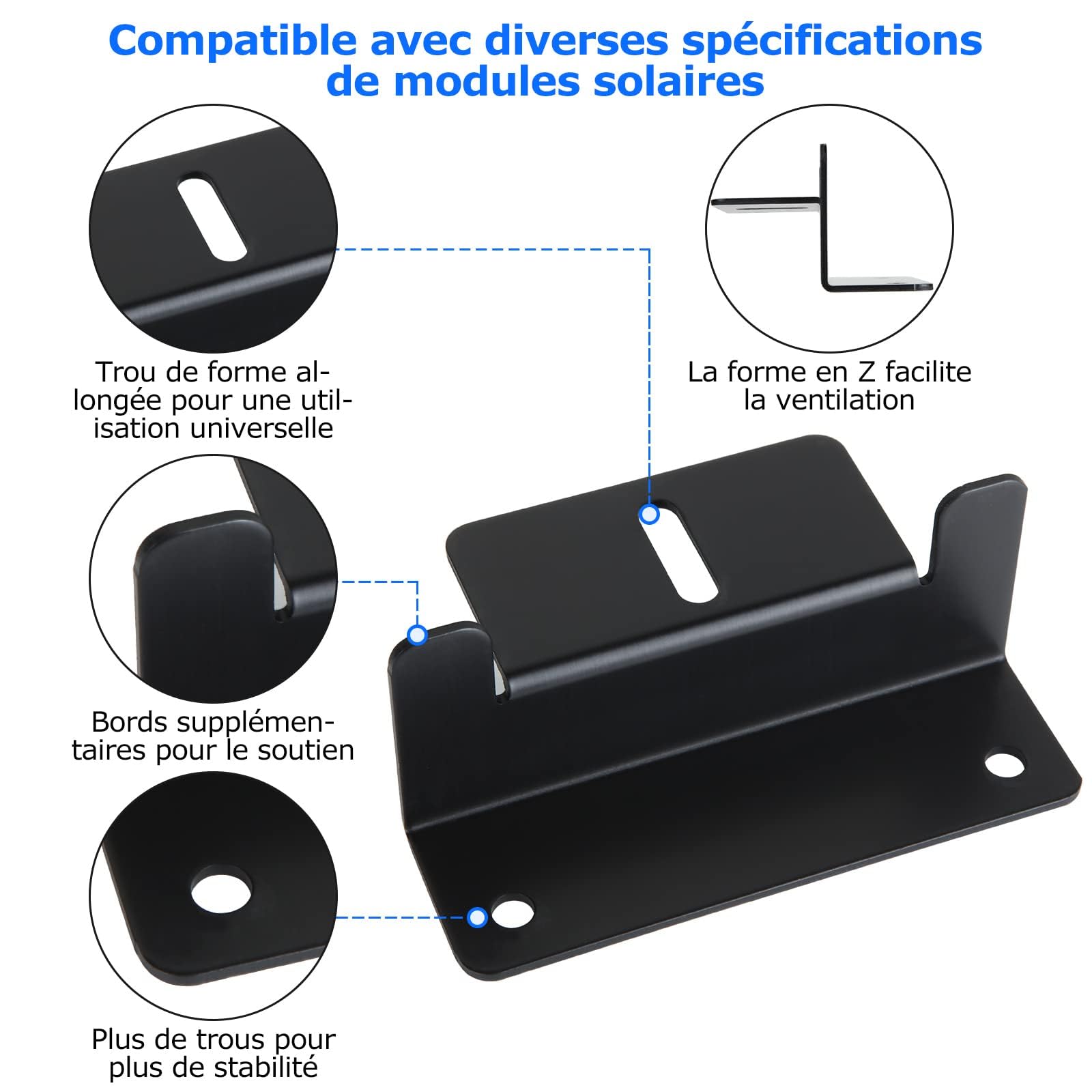 ASelected Lot de 8 Support Montage Panneau Solaire en Z avec écrous/vis, Fixation Panneau Solaire en Alliage d'aluminium, Support de Panneau Solaire Pour Camping-Car, Bateau, Caravane