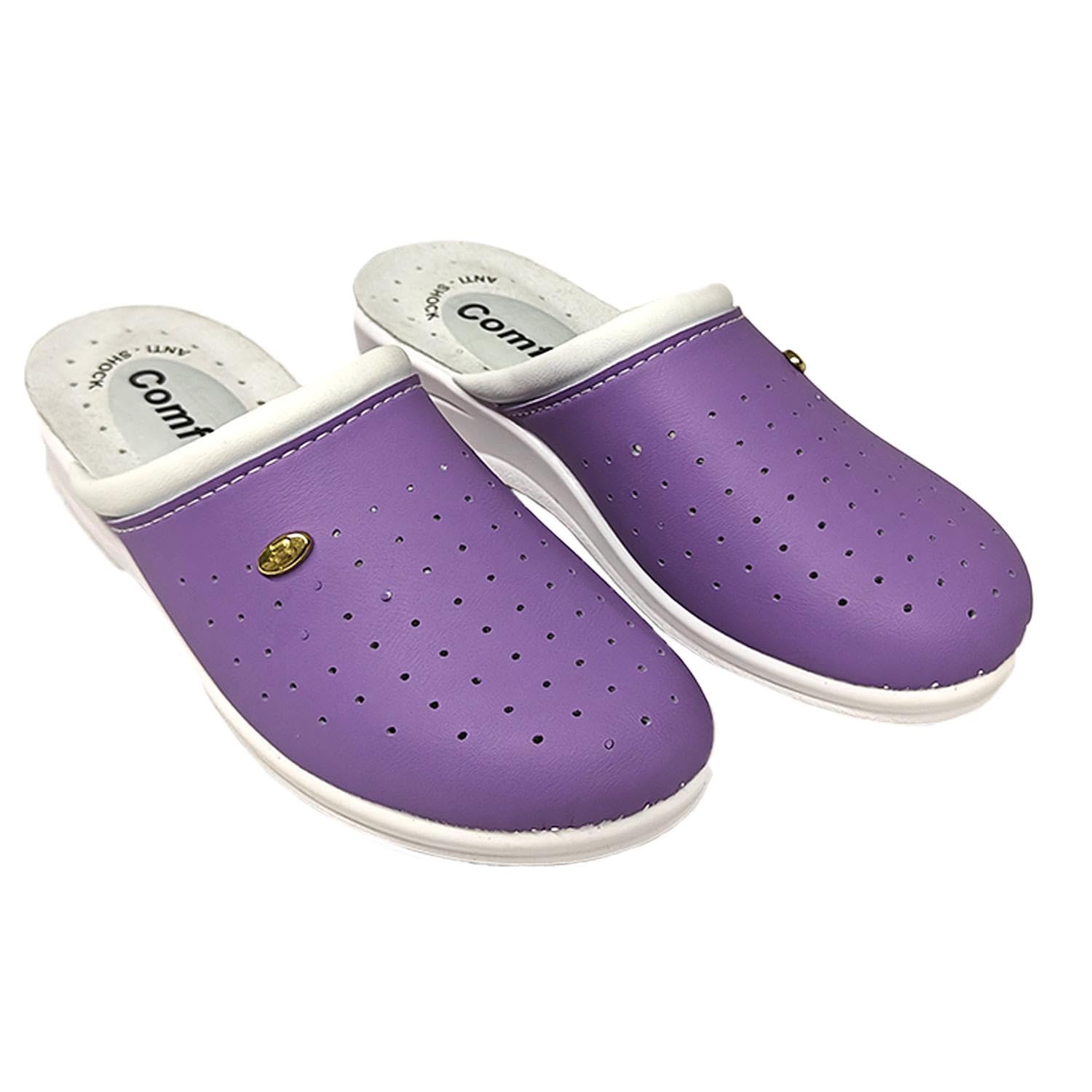 fratelliditalia.org Chaussons sanitaires femme semelle sabot antidérapant en cuir souple différentes couleurs