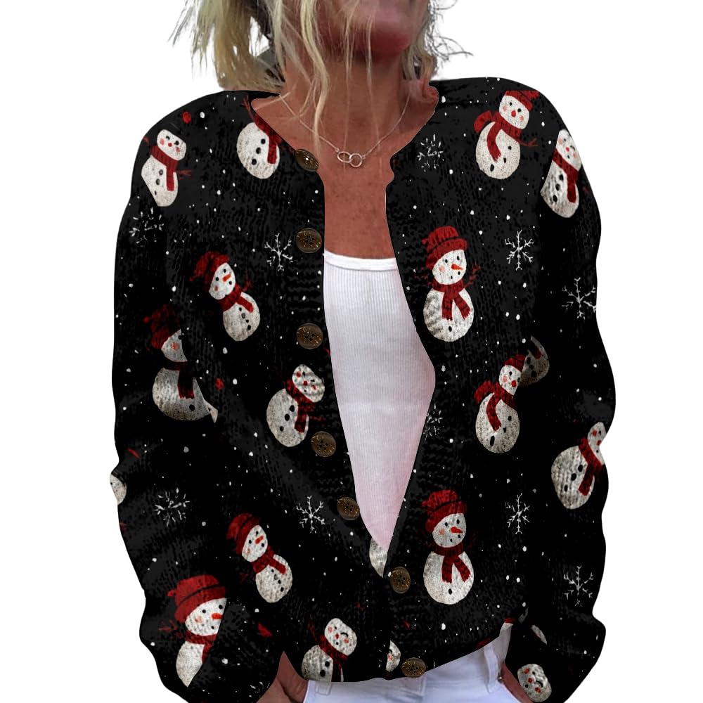ZOCANIA Ugly Christmas Sweaters for Women Plus Size Cute Xmas Cardigan Sweater Button up Winter Warm Cozy Knit