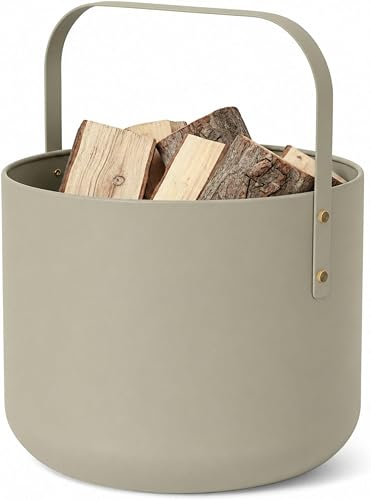 Rivanto Panier à bûches design structure métal et osier tressé
