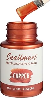80ml Metallic Copper Acrylic Paint with 1 Brushes,Copper Paint for Art, Hand-crafts, Non-Toxic, Non-Fading for Canvas, Wood, Fabric, Ceramic, Stone Craft Supplies