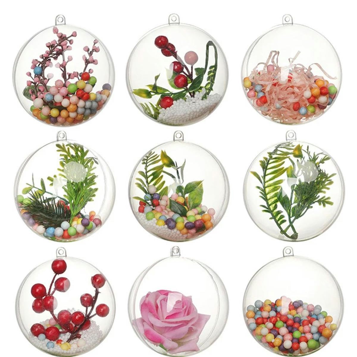 5/10 Uds./Juego de Bolas Transparentes, Esfera navideña rellenable, Adorno de árbol de Navidad, Bola Abierta Transparente para decoración de Fiesta de Navidad-10 Uds.-8cm