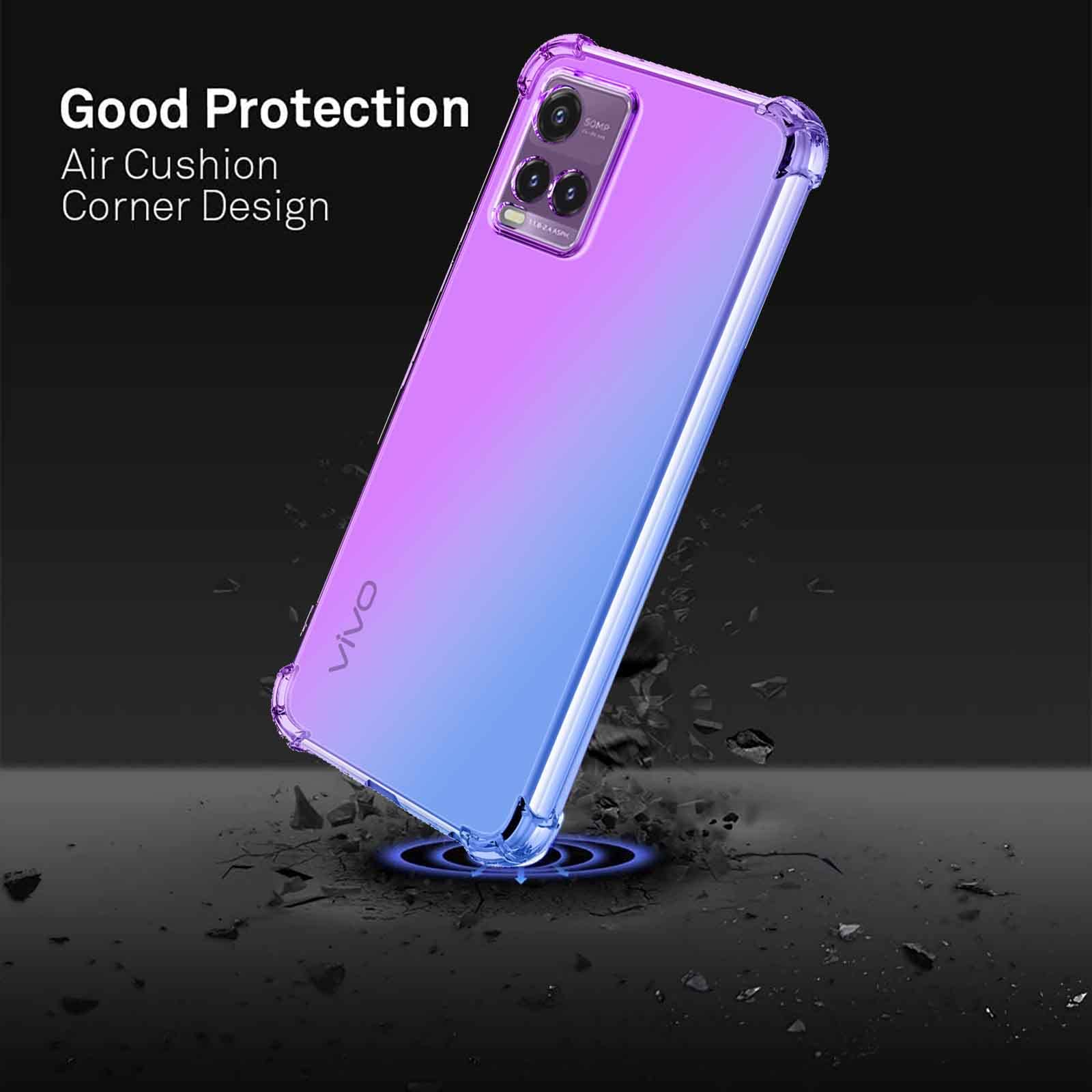 WILLIS Funda Para Vivo Y21 /Vivo Y21s /Vivo Y33s 4G, Carcasa Protectora De Color Degradado Transparente, Case Para Teléfono Anticaída Y Antiarañazos