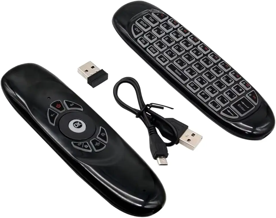Controle Remoto Air Mouse 2.4G com Teclado e LED Sem Fio para Smart TV TV Box PC Notebook