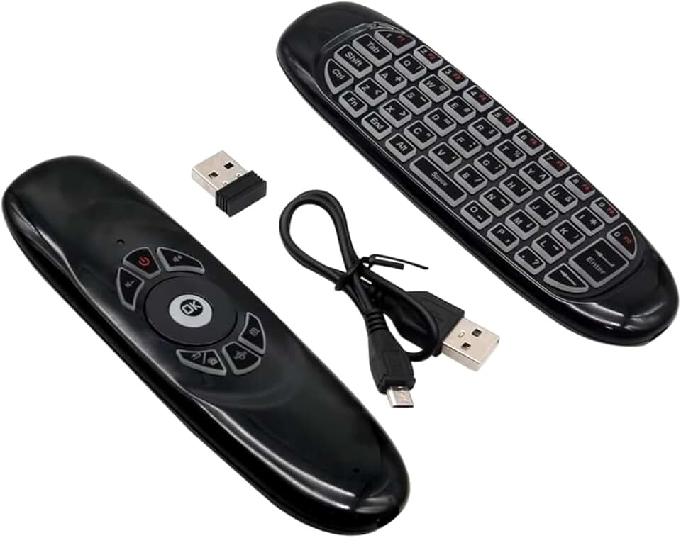 Controle Remoto Air Mouse 2.4G com Teclado e LED Sem Fio para Smart TV TV Box PC Notebook