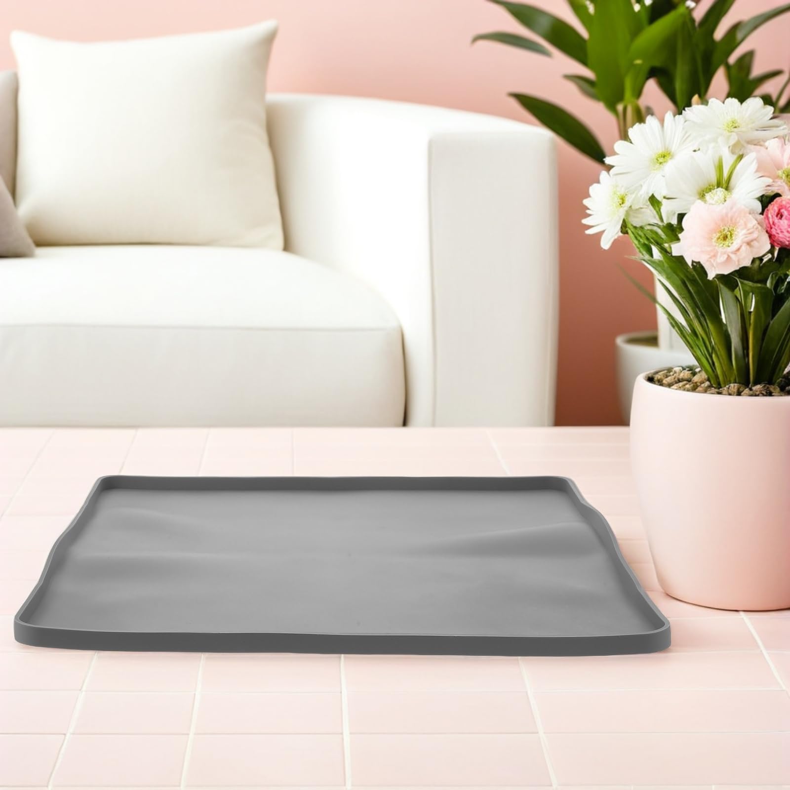 Vassoio Raccogli Gocce per Deumidificatore in Silicone 40x40 Cm con Bordo Rialzato Antiscivolo, Tappetino Raccogligocce per Umidificatori, Protezione Pavimenti e Superfici per