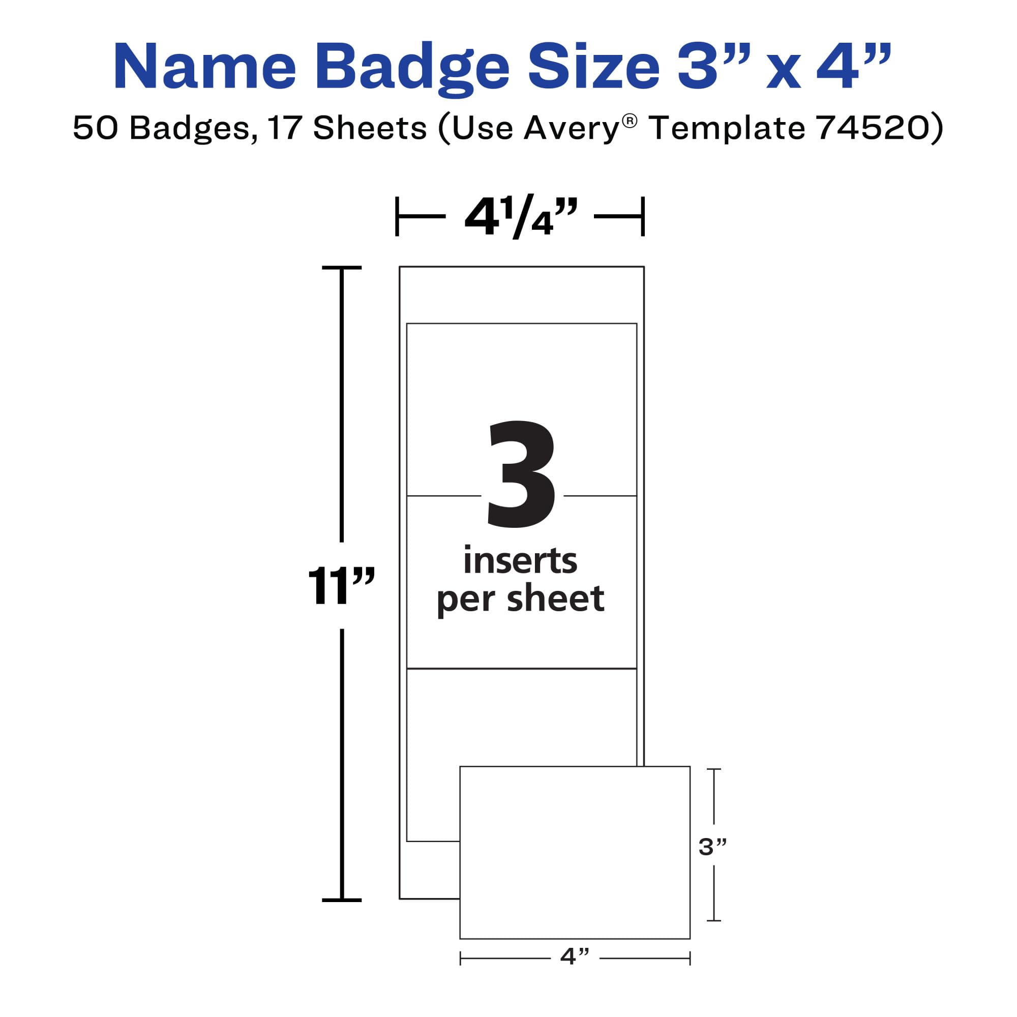 Avery Top-Loading badge da appendere, 7,6 x 10,2 cm, scatola da 50 (74520)