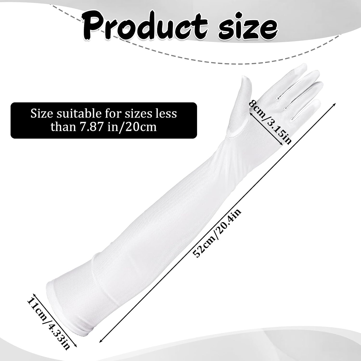 White Opera Gloves for Women, Long Satin Elbow Length Gloves White Long Opera Party Glove for Women Wedding Bridal Princess Dress Gown Prom