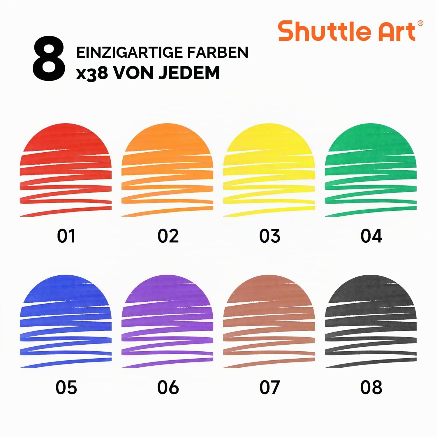 Shuttle Art Filzstifte Kinder auswaschbar, 304 Stück Filzstifte auswaschbar in 8 Farben, 38er Packungen Filschstift Set, dicke Filzstift Set mit zusätzlichen Kappen, Fasermaler für Lehrer, Schüler
