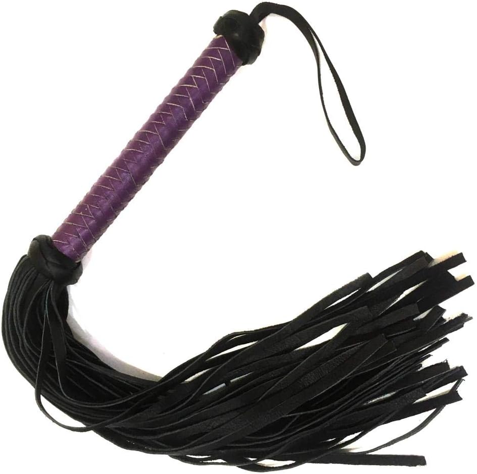 Whip Master 24" Flogger Whip Leather 40 Fringes (Purple/Black)
