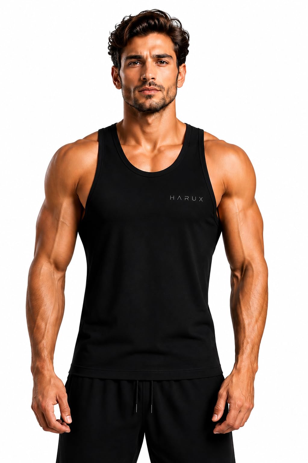 harux Men’s 100% Cotton Gym Stringer, Athletic Gym Tank Top, Racerback Design Gym Vest, Workout Muscle Shirt-picture-11