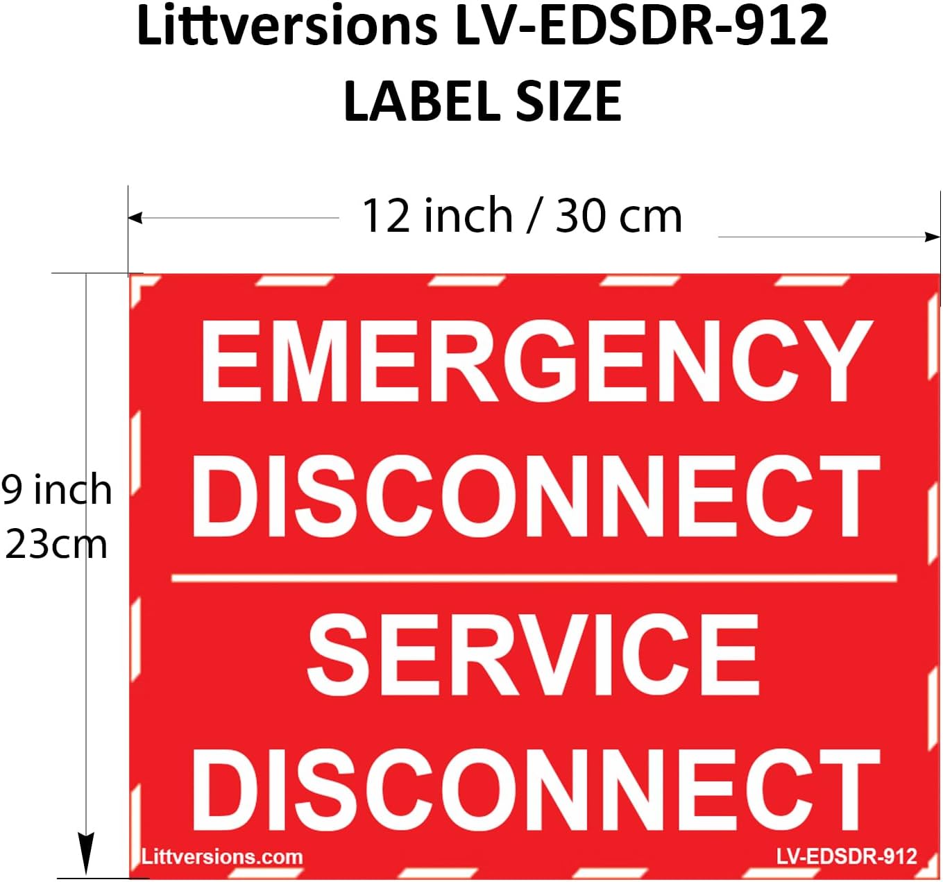 2 Pack 12"x 9" NEC compliant Emergency Disconnect Service Outdoor Rated Laminated Labels Decal Sign Notice Danger Sticker Electrical Panel Waterproof (White on Red)
