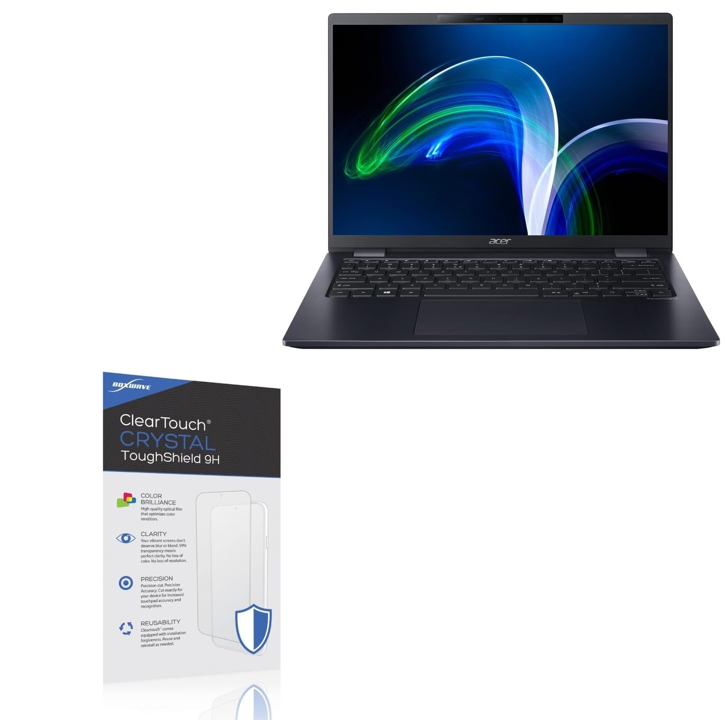 BoxWave Screen Protector Compatible With Acer TravelMate P6 (TMP614-52) - ClearTouch Crystal ToughShield 9H (2-Pack), Clear 9H Tough Flexible Film Screen Protector