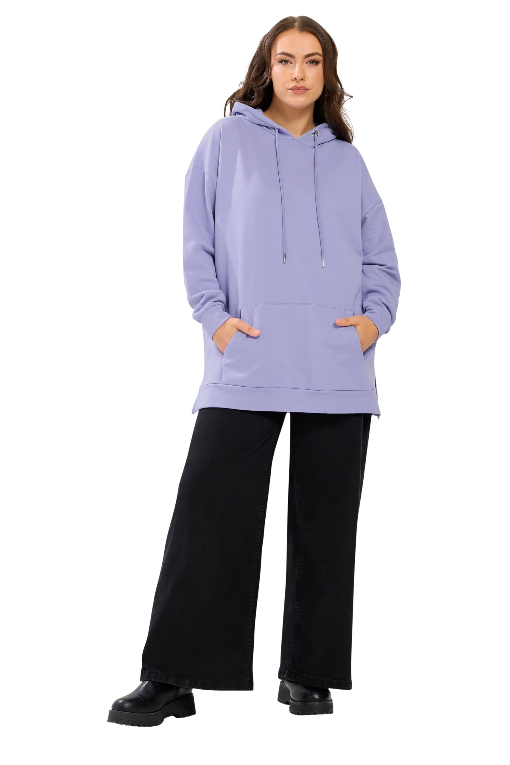 Yours Women's Purple Pocket Front Hoodie In | : 22/24