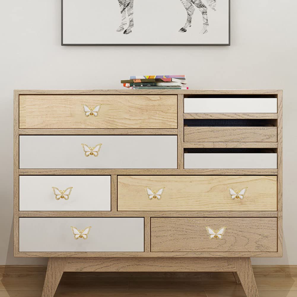 JfwuHap Vivicap 6 Pcs Elegant Beautiful Butterfly Bee Animal Knob Furniture Decorative Pull Handle Hardware for Home Cabinet Drawer Cupboard Dresser Bathroom Kitchen Wardrobe … (Gold Butterfly) - Image 2