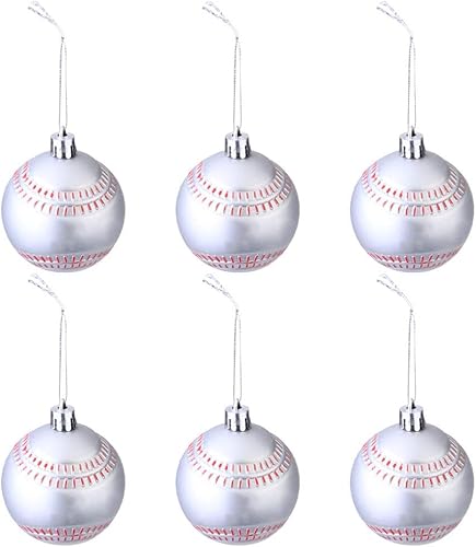 NUOBESTY 6 adornos de béisbol de Navidad para árbol de Navidad, decoraciones de bolas colgantes de béisbol, deportes, decoración de fiesta de