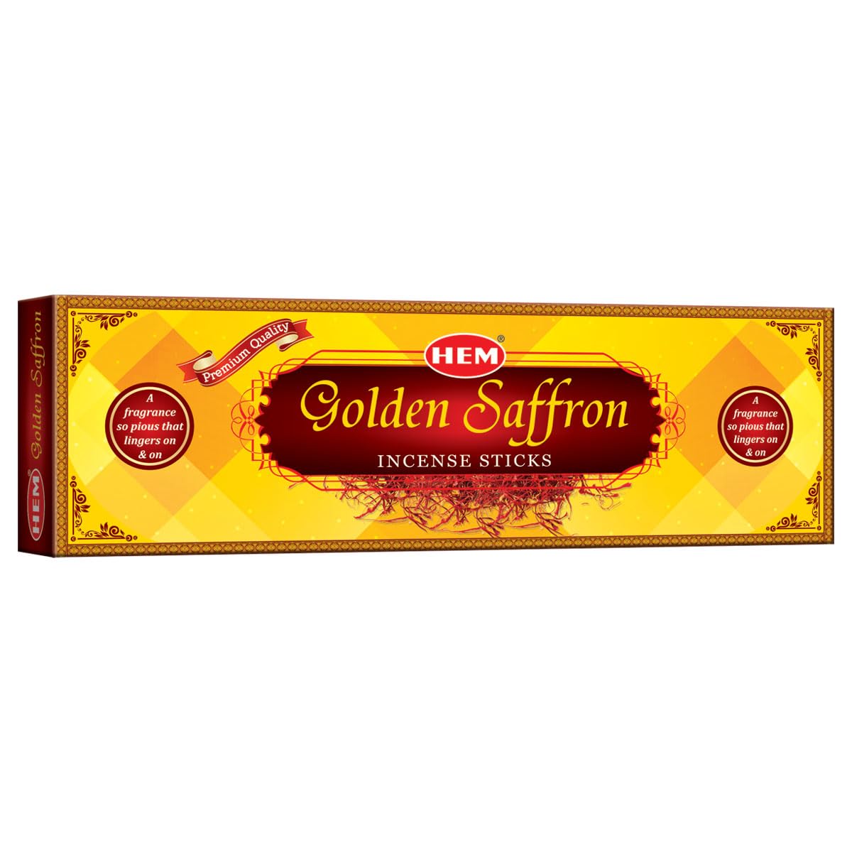 Hem Golden Saffron Incense Sticks | Agarbatti with Rich Saffron Aroma for Meditation, Relaxation & Spiritual Practices | Long-Lasting Fragrance | 50g Pack | Approx. 30 Sticks | 30-35 Min Burn Time