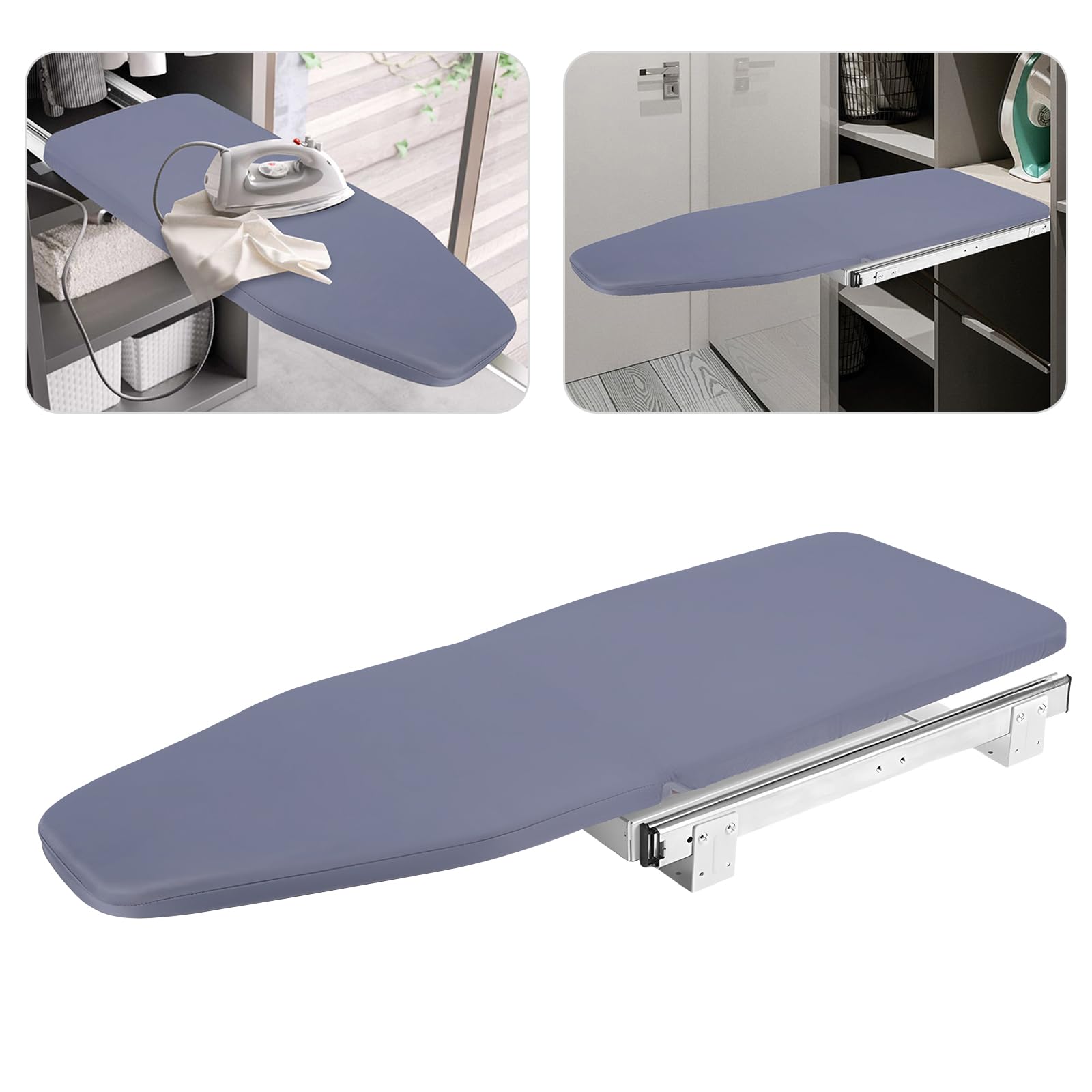 Bügelbrett, faltbar, um 180 ° drehbar, Wand-Bügelbrett, Tragfähigkeit 45 kg < 20 dB, faltbar, abnehmbarer Bezug, geeignet für Wohnungen und Häuser