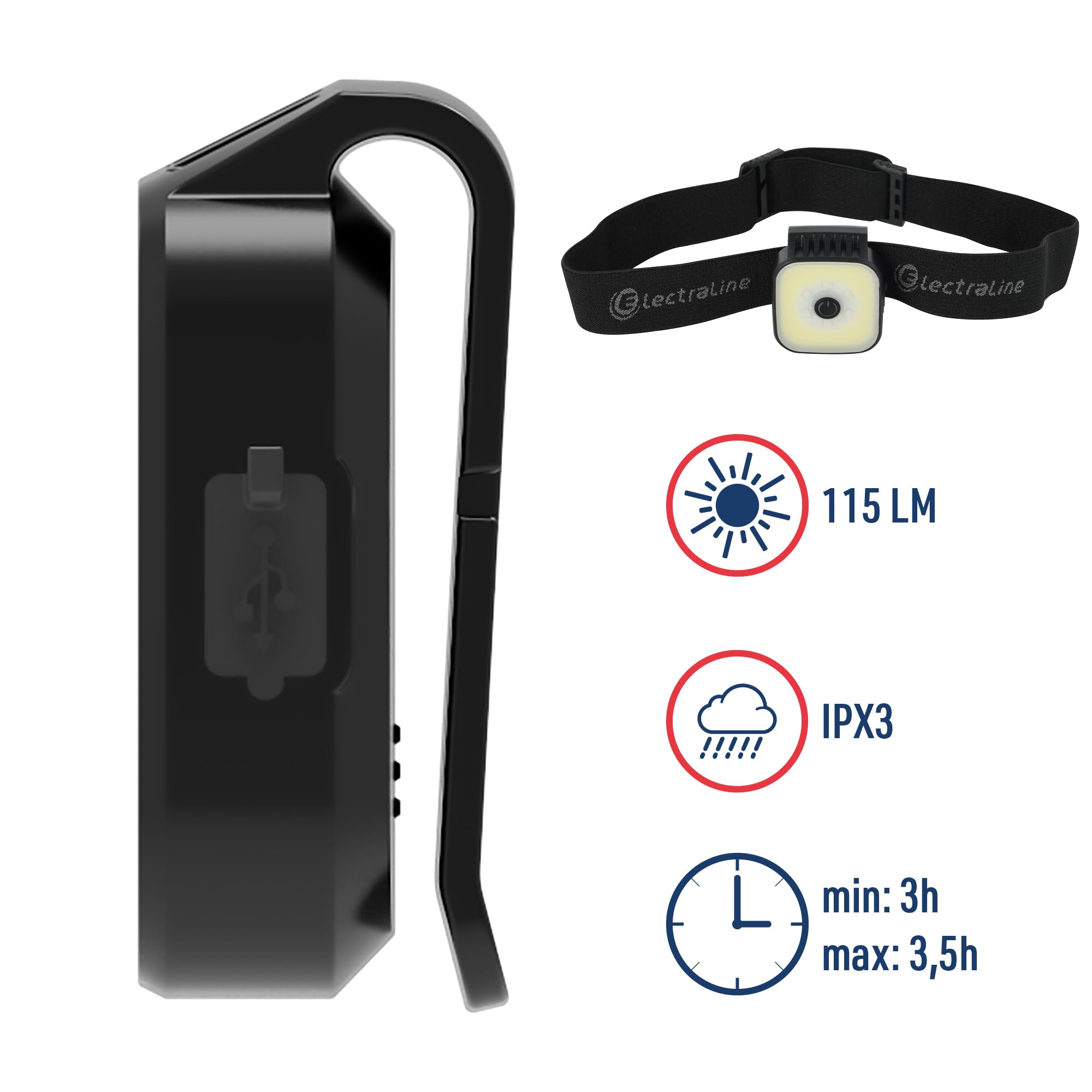 Image secondaire de Lampe Frontale LED Compacte Electraline 115 Lumen Rechargeable