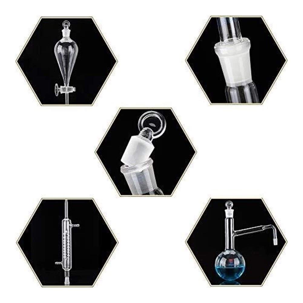 500ml Laboratorio Distillazione purificatore Vetro Kit Olio Essenziale di distillazione con condensatore ad Alta Strumento di Vetro borosilicato