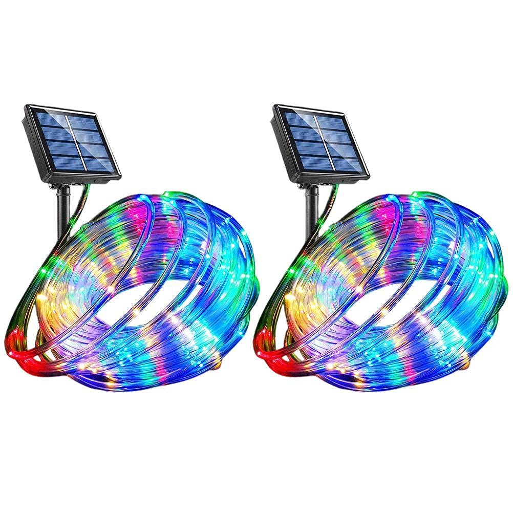 CeFoney Solar Rope Light, 40Ft 100 LEDs Color Changing Solar Powered Fairy Lights Outdoor Waterproof Solar String Festival Lights for Patio Garden Wedding Party